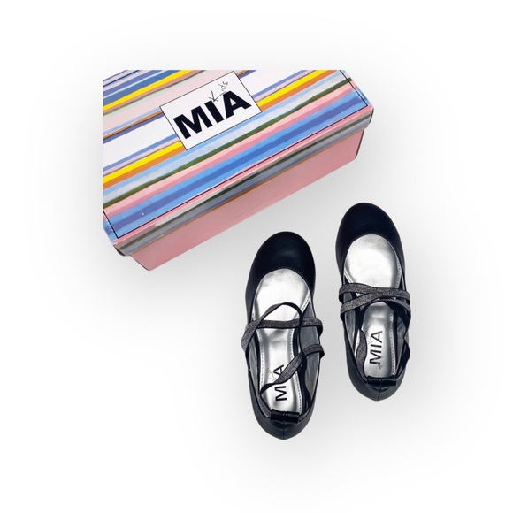new Mia ☀︎︎ Abbey Vegan Leather Ankle Strap Ballet Flat ☀︎︎ Black + Silver ☀︎ 13 - Picture 14 of 16